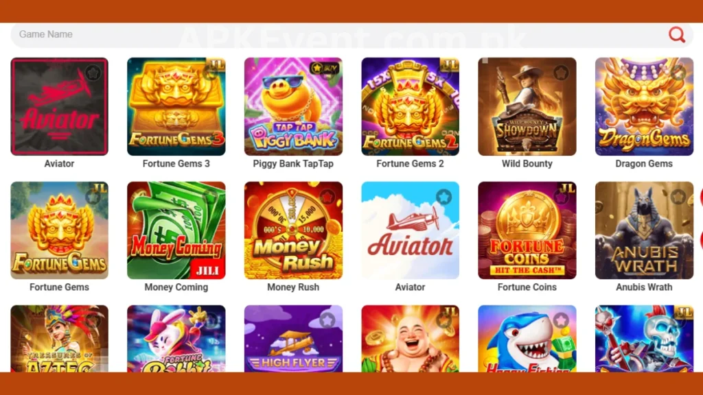5555Bet Game APK internal interface and hot game section of application