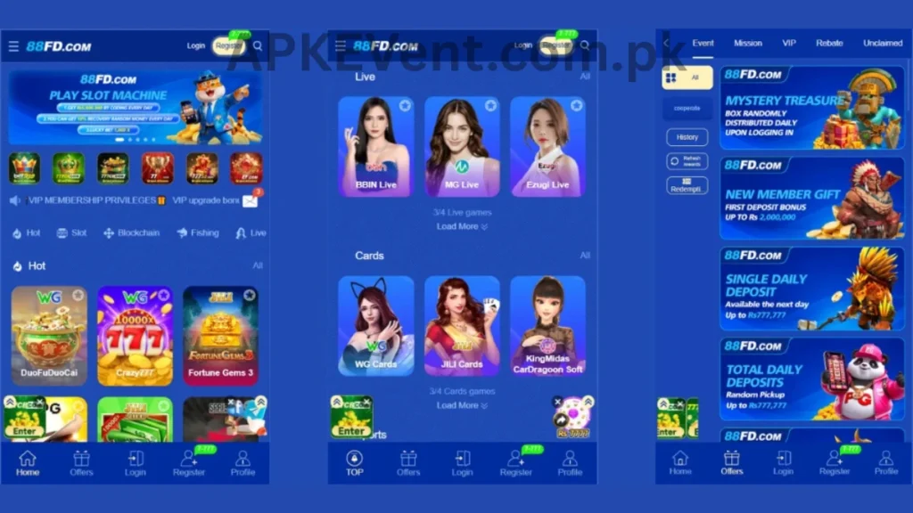 88FD Game APK internal interface and promotion center of game