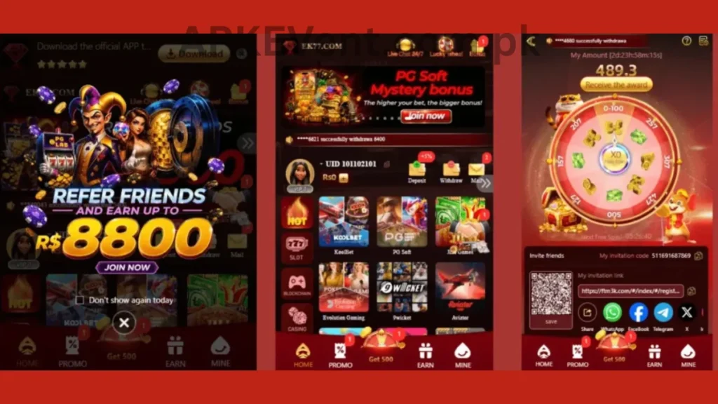 EK77 Game APK internal interface and promotion center of game