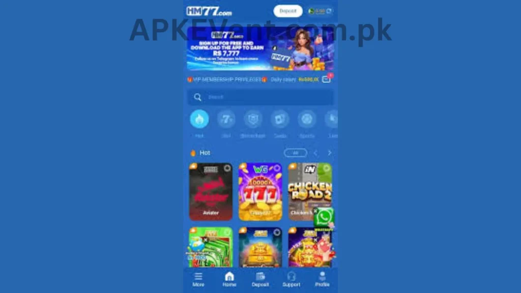 HM77 Game APP internal interface and jackpot winning games