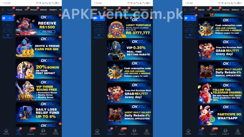 OK37 Game APK promotion center of game