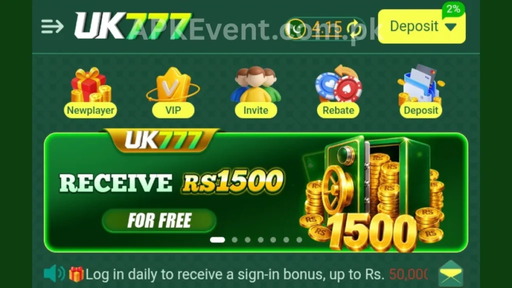 UK777 Game APK in-game free rewards for new game users