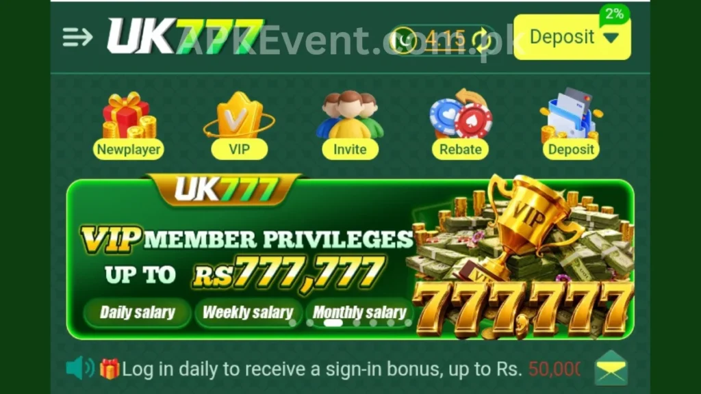 UK777 Game App VIP member bonuses of game for new users