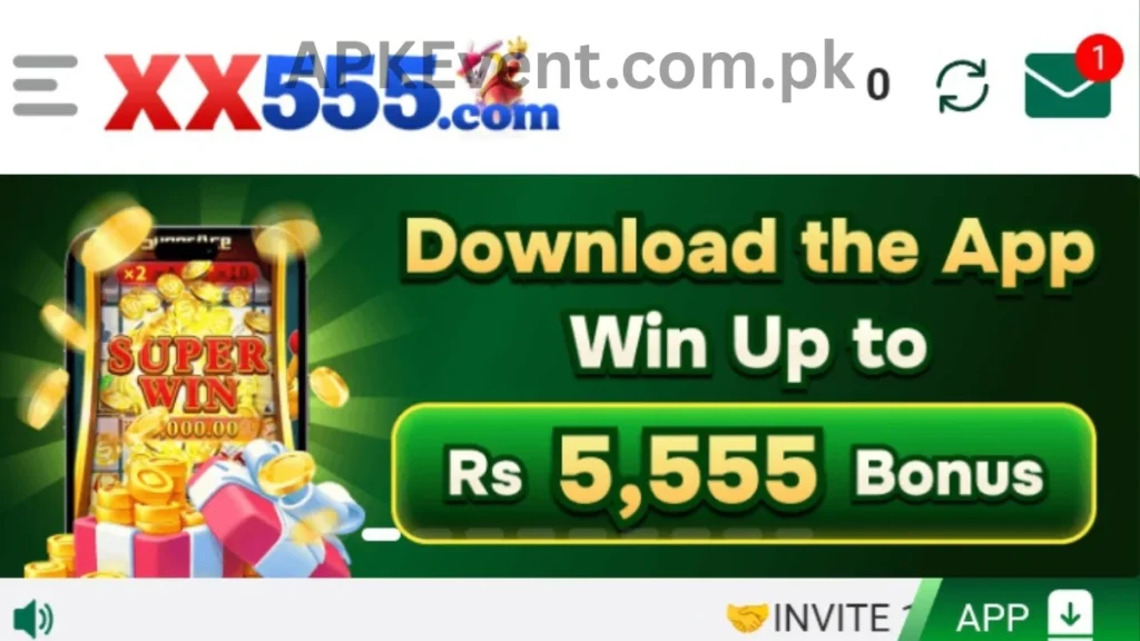 XX555 Game App download bonuses of game for new users